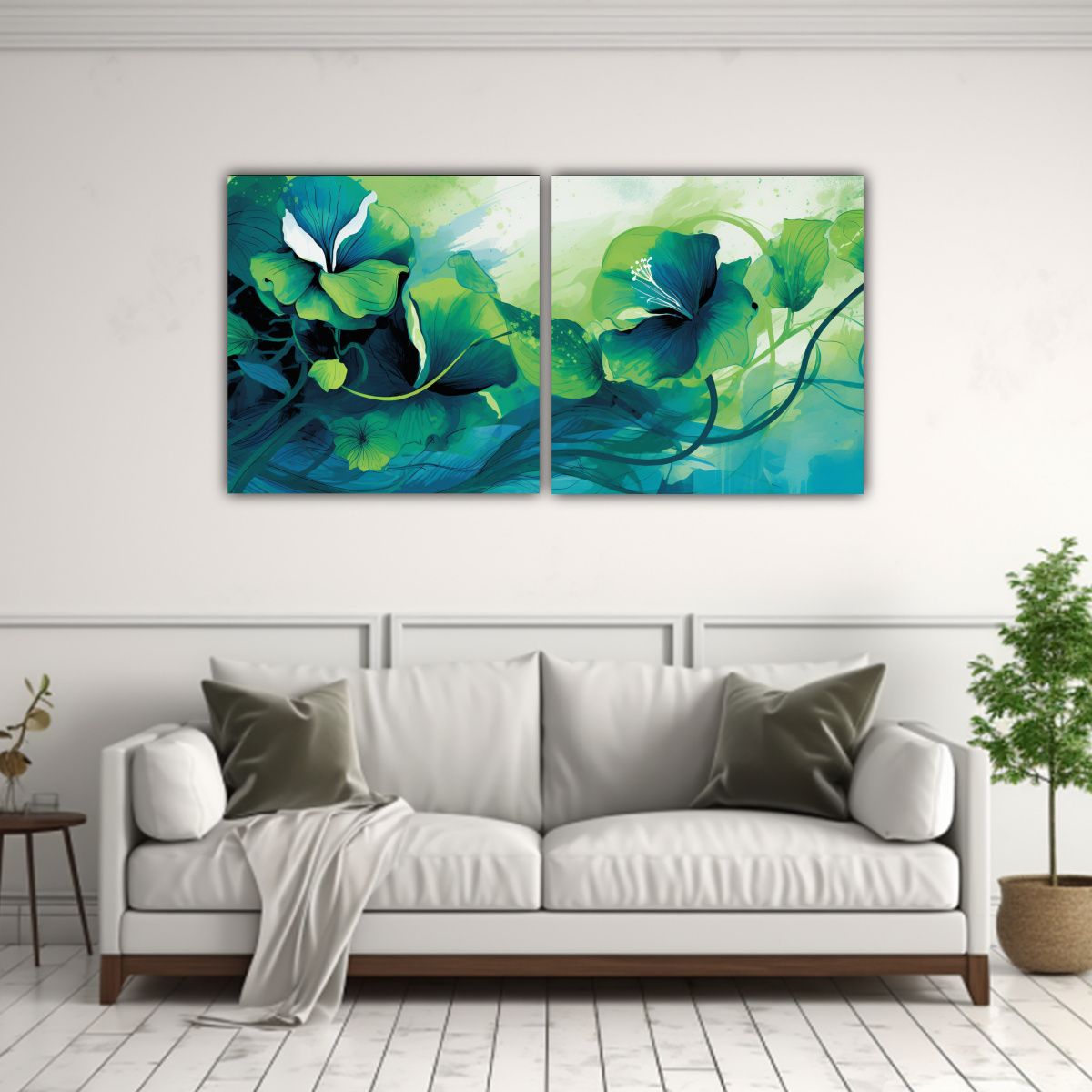 GENERICO - Cuadros Patron Intenso En Gama De Colores Verde Y Azul Atmos 160x80cm