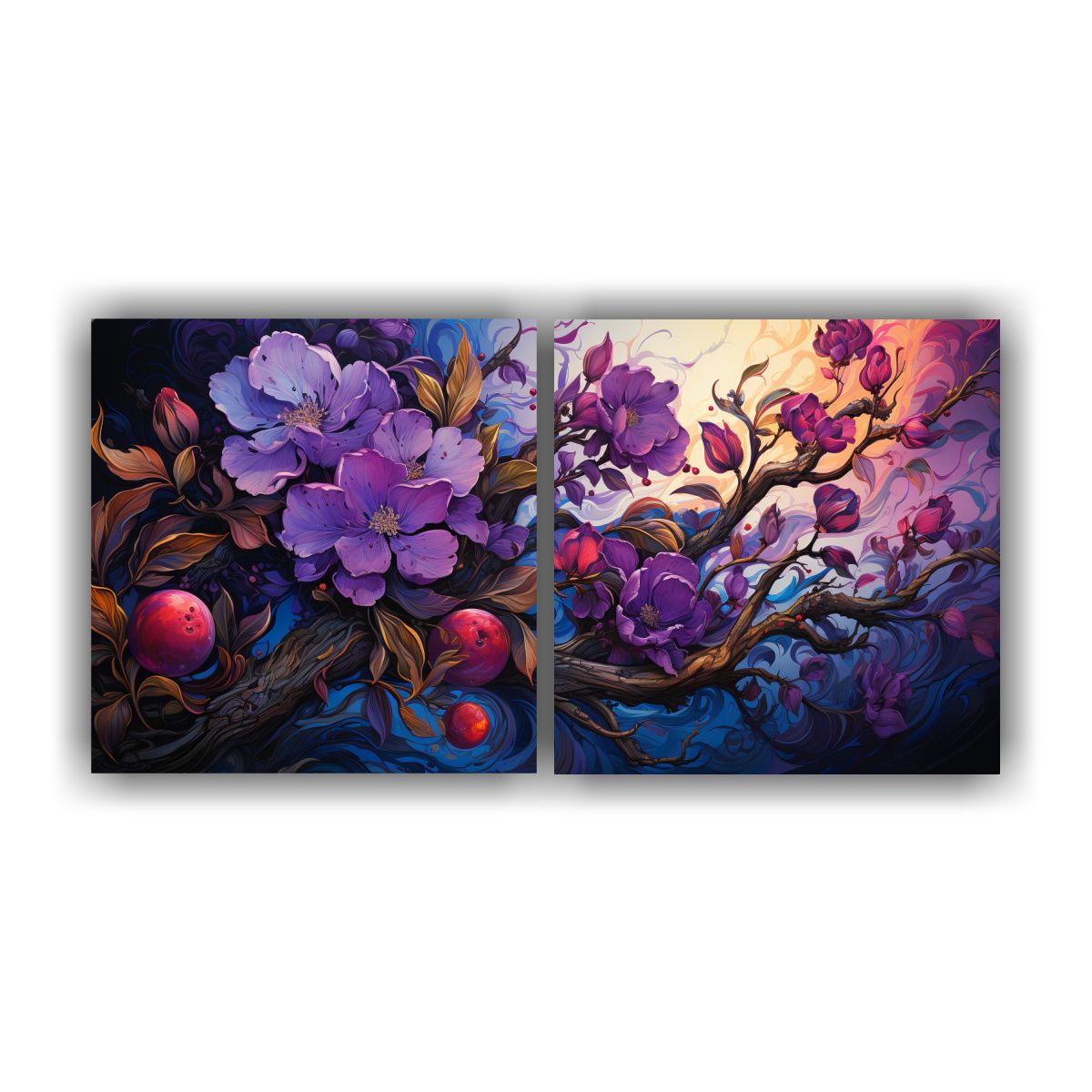 GENERICO - Pinturas Decorativas En Lienzo Dos Artes Árbol De Manzana E 160x80cm