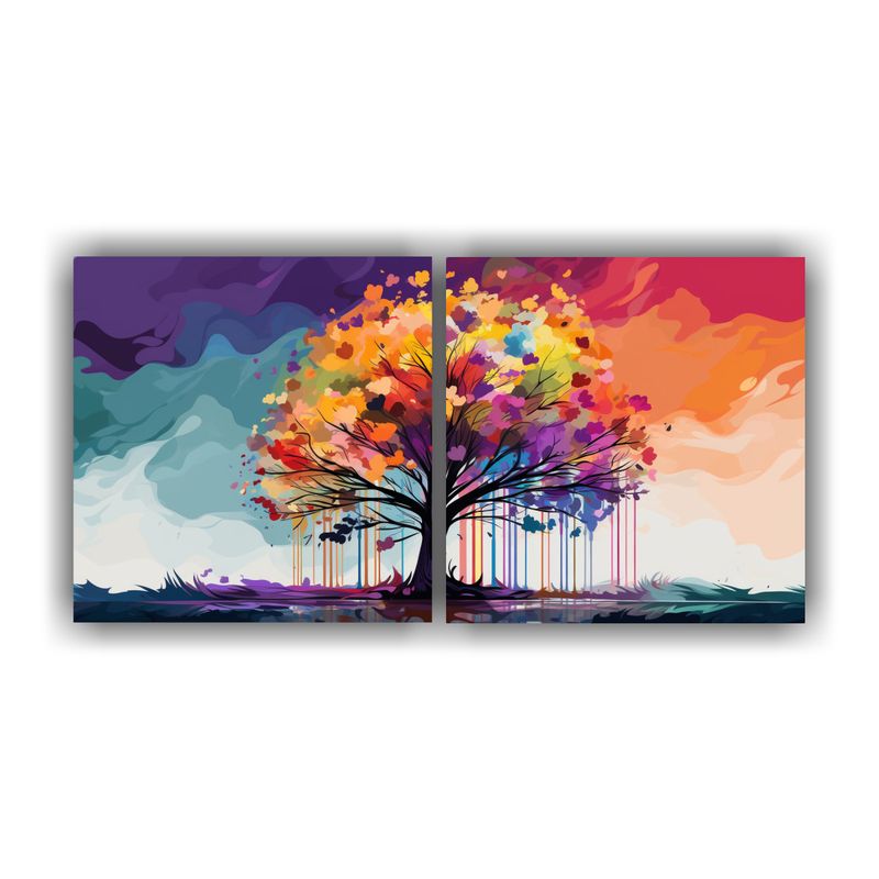 GENERICO - Lienzos Impreso Vida Bosque Arcoíris Atmosfera Neonoir Neo  160x80cm