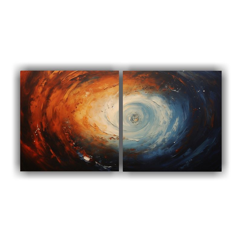 GENERICO - Obra De Arte En Espiral Azul Y Naranja En Lienzo Estilo Deco 160x80cm