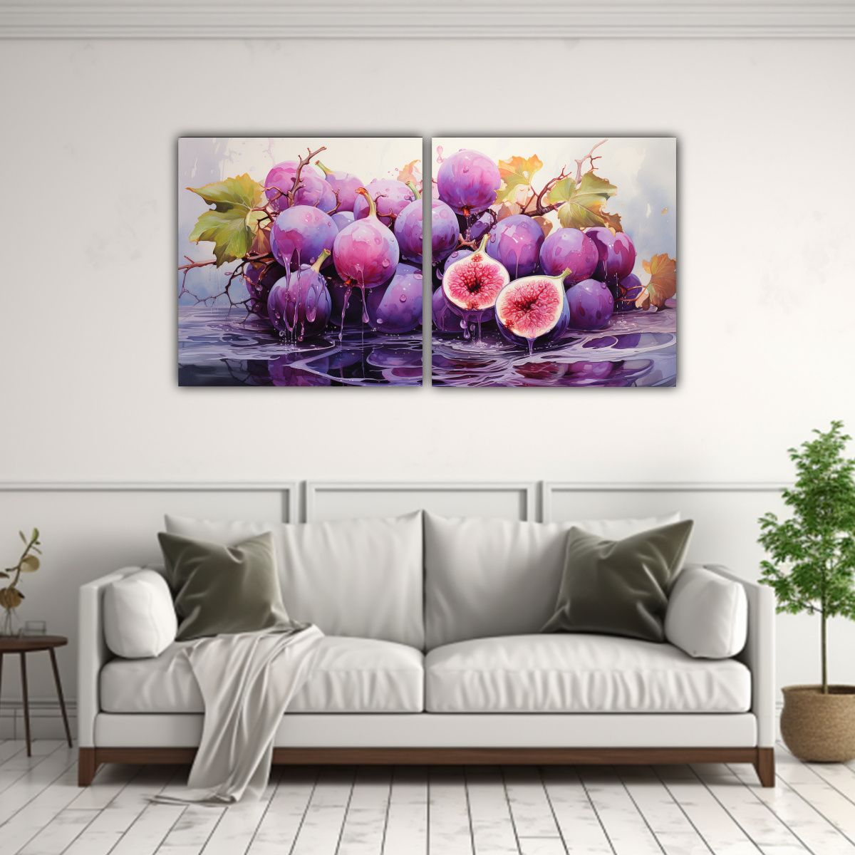 GENERICO - Pintura Acuarela Abstracta Colores Morado Árbol Higuera. 160x80cm