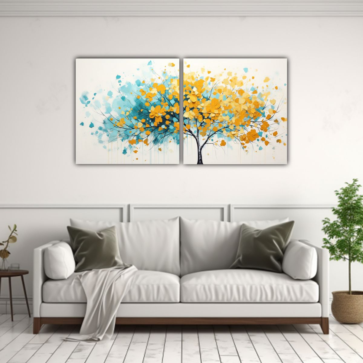 GENERICO - Cuadro Abstracto En Lienzo, Composición Dinámica, Árbol A 160x80cm