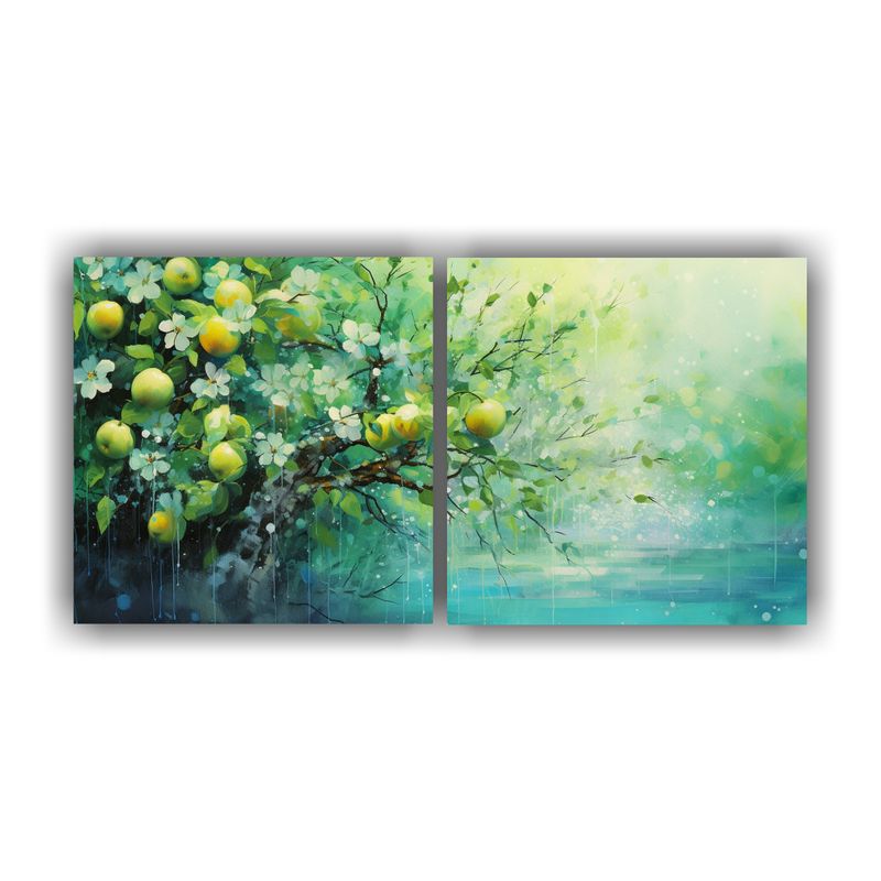 GENERICO - Pinturas Abstractas De árboles Frutales En Colores Verdes Y 160x80cm