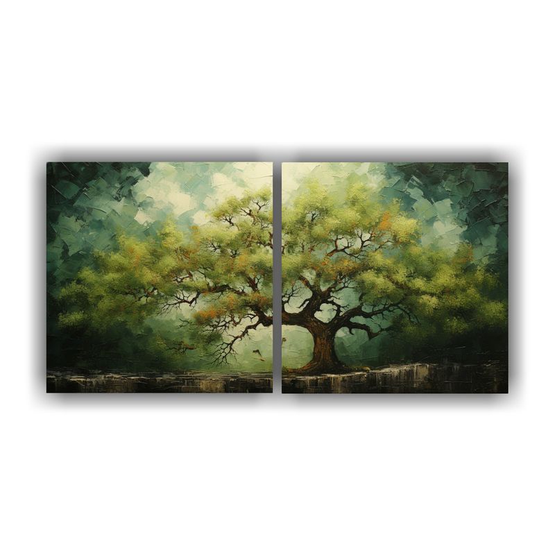 GENERICO - Pintura Abstracta De Un árbol Del Bosque En Estilo Detallad 160x80cm