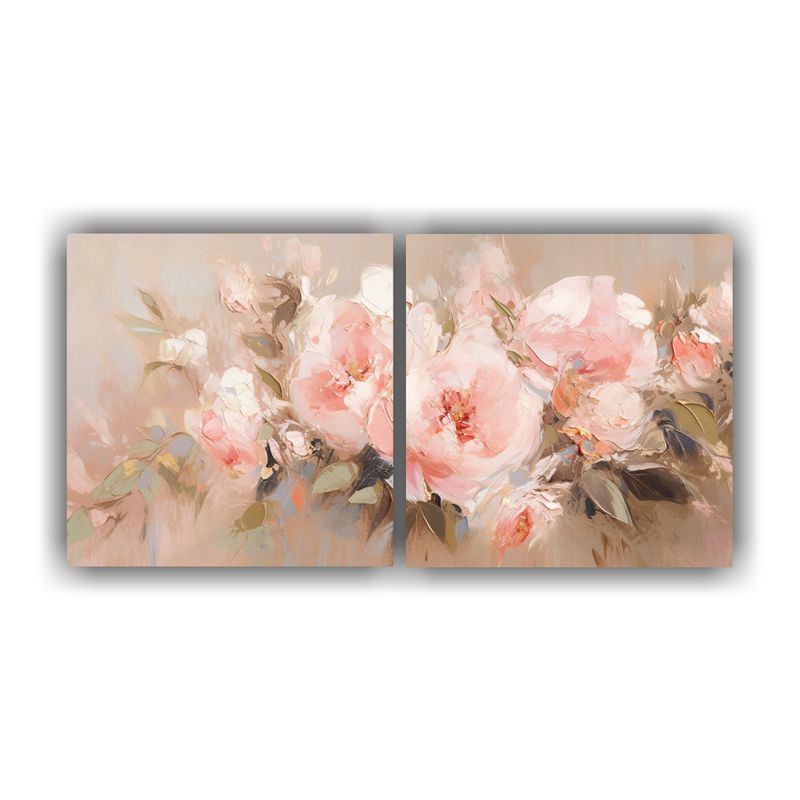 GENERICO - Pintura De Flores En Lienzo Estilo Galería En Colores Rosa  160x80cm