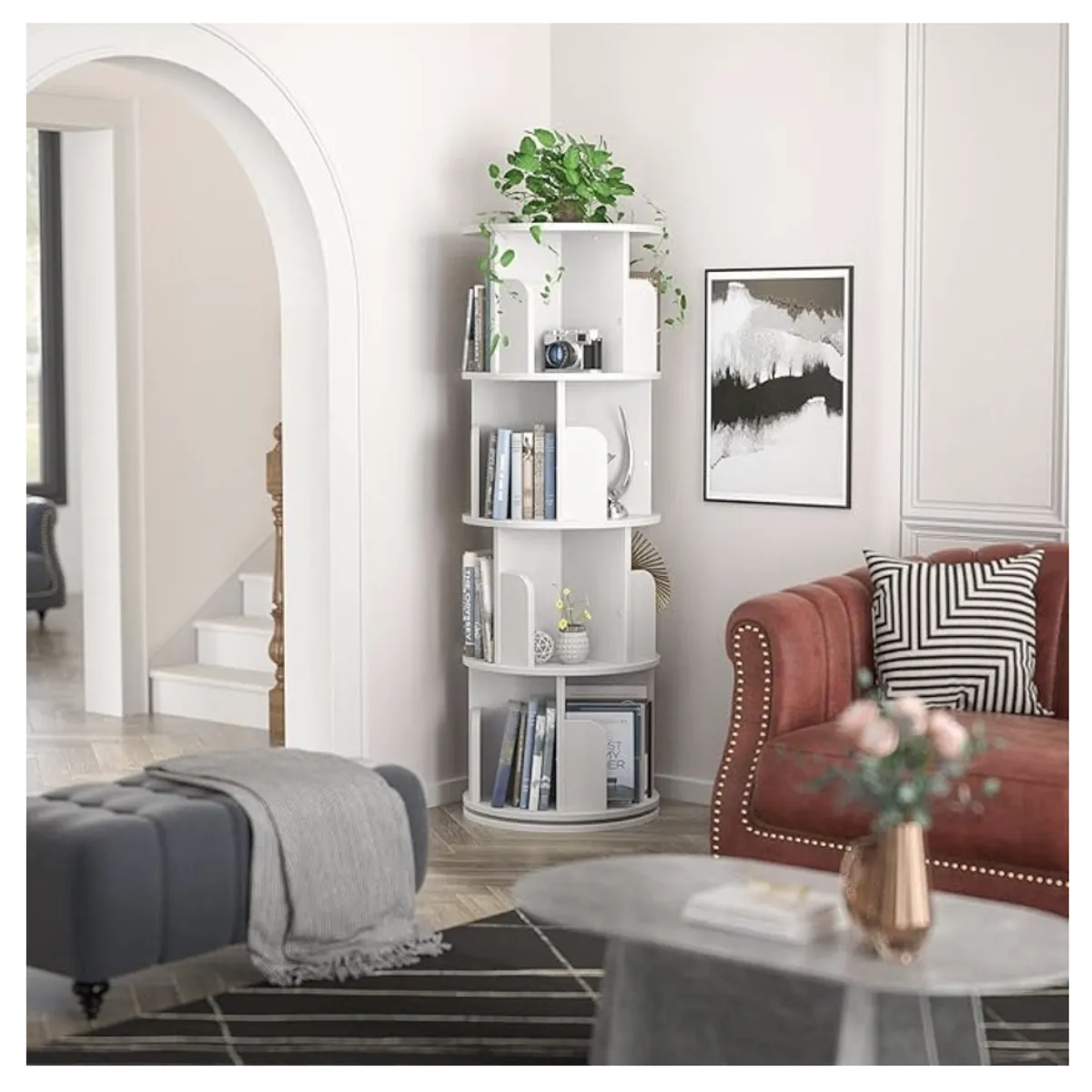 HOMER DESIGN - Biblioteca Giratoria Librero Organizador Libros Alto 129cm