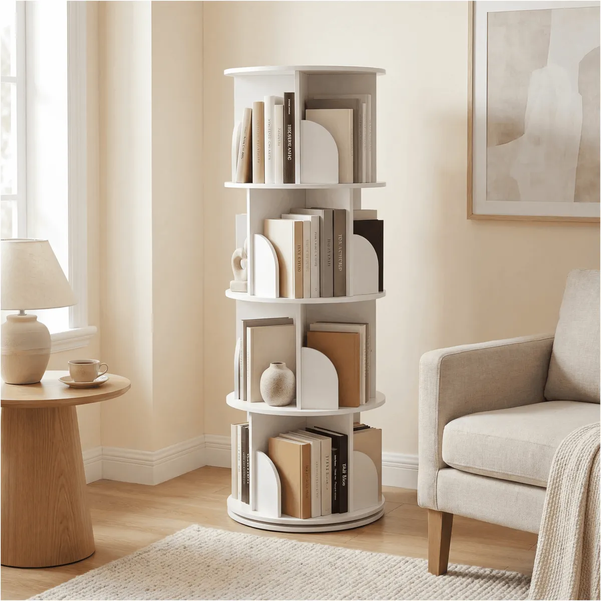 HOMER DESIGN - Biblioteca Giratoria Librero Organizador Libros Alto 129cm