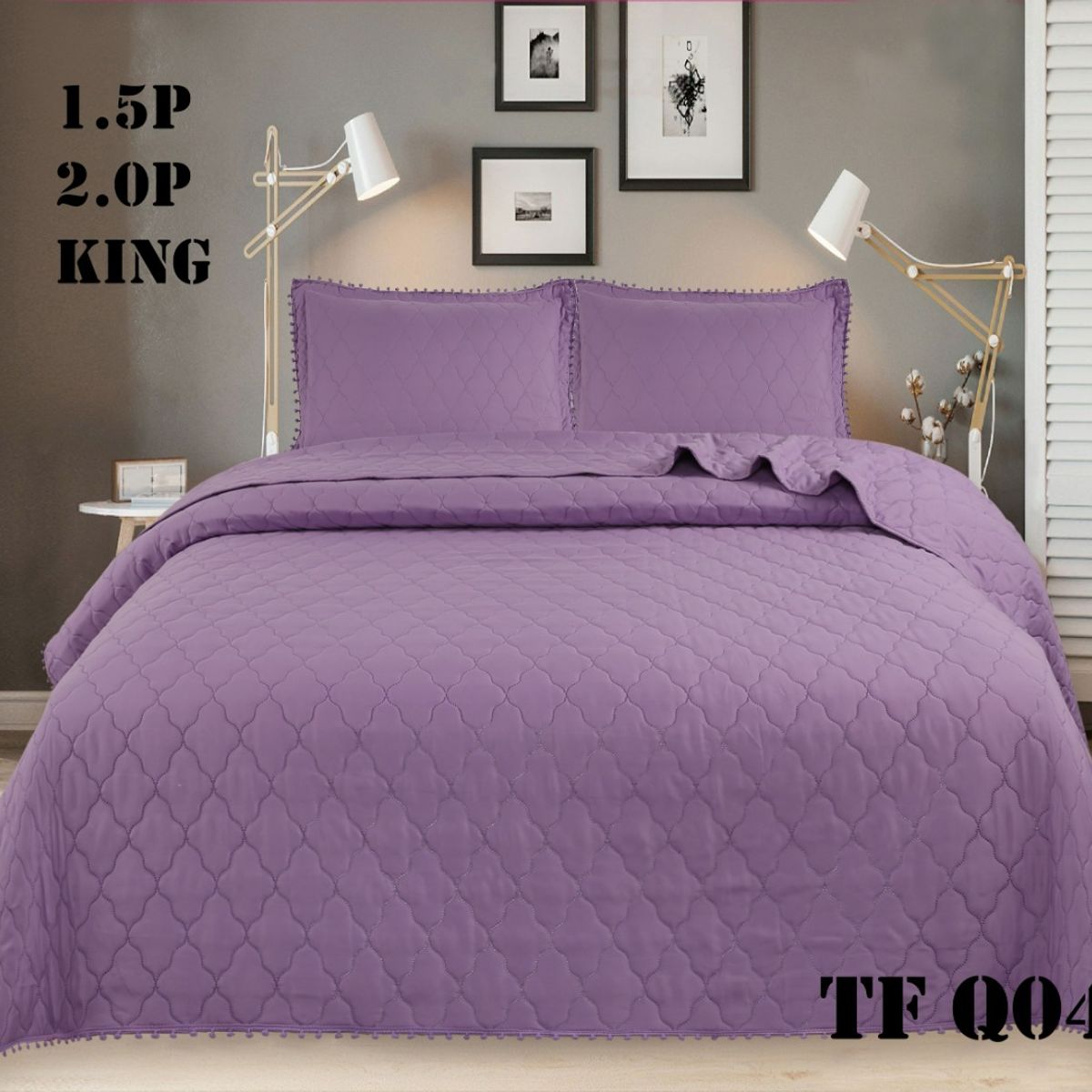 GENERICO - Cubrecamas quilt verano con pompones premium 2 PLAZAS