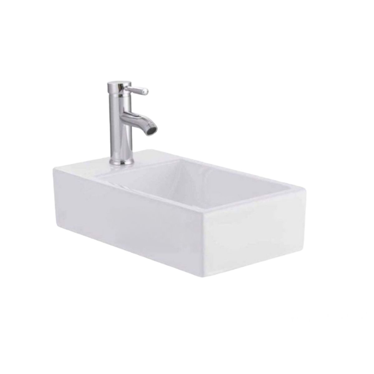 MODERN SPACE - Lavamanos Sobreponer Rectangular 45x25cm Con Griferia