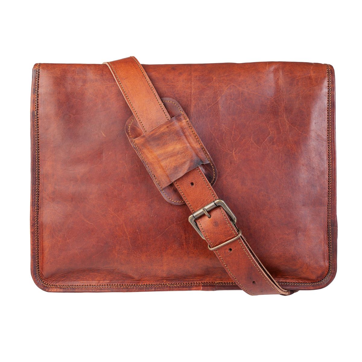 FRANZ MOSSI - Maletín De Cuero Natural. Laptop Notebook 15,6 pulgadas. Franz Mossi