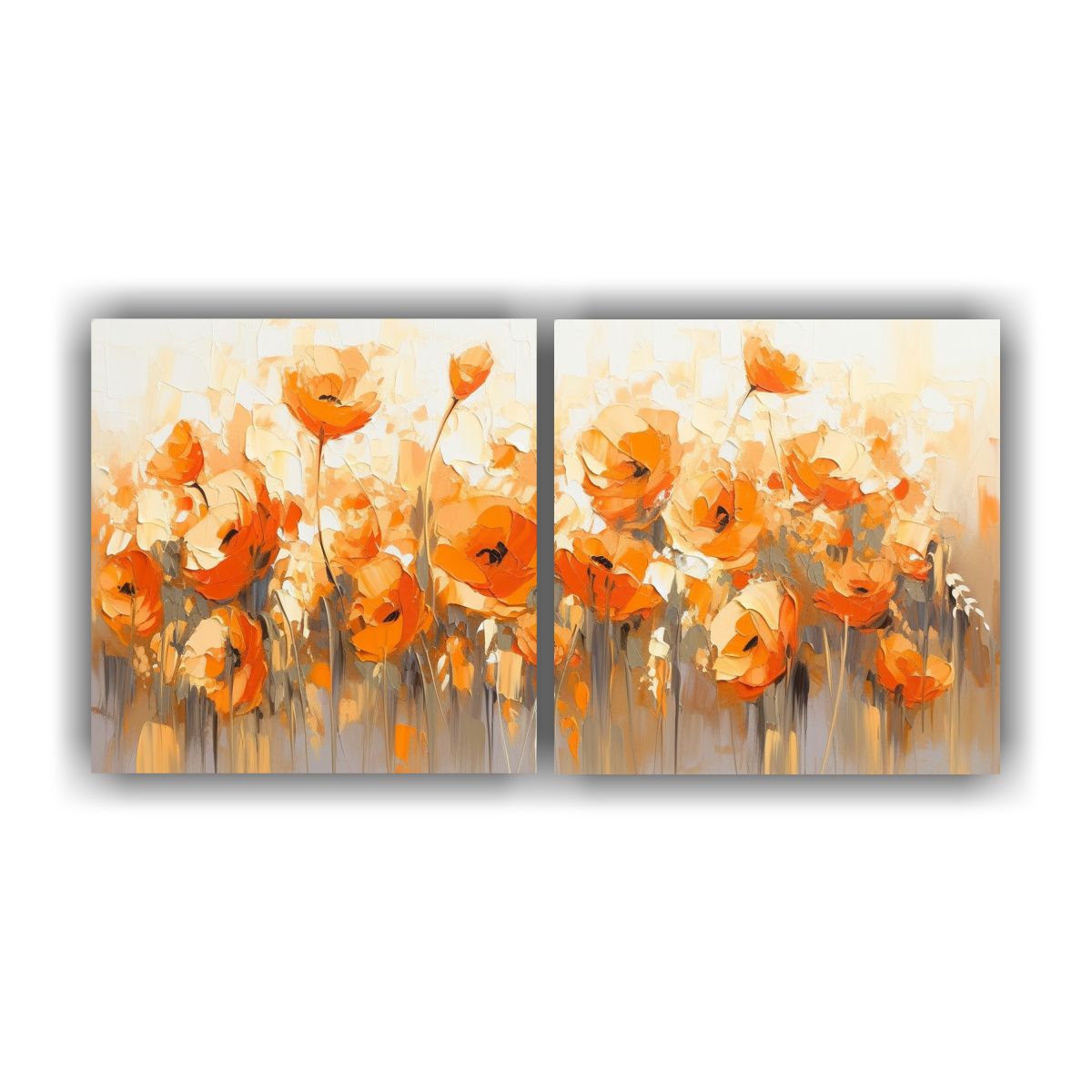 GENERICO - Pintura Diptico Horizontal Interiores Con Flores En Colores  160x80cm