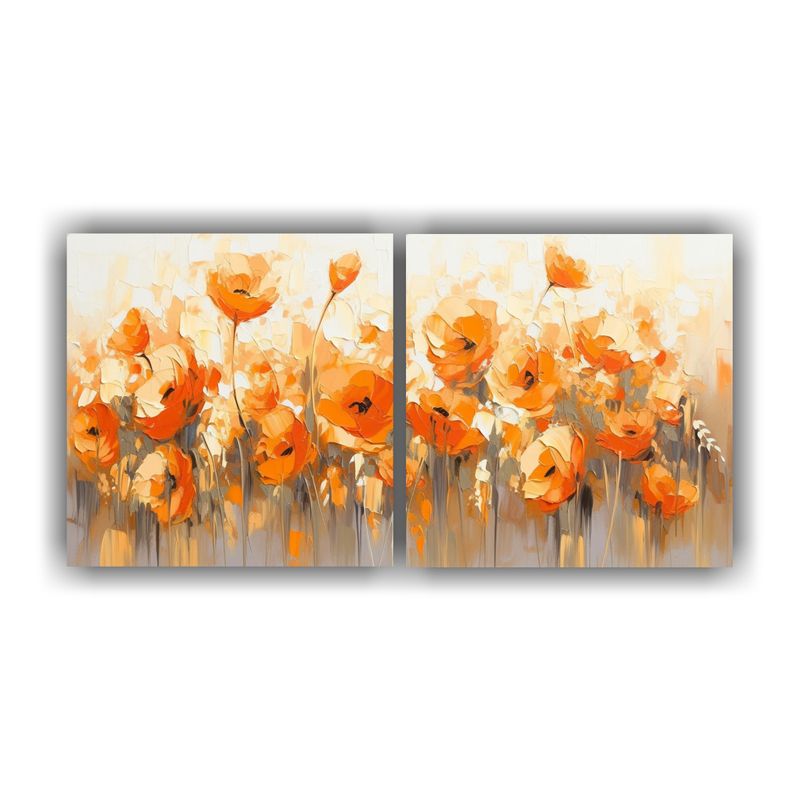 GENERICO - Pintura Diptico Horizontal Interiores Con Flores En Colores  160x80cm