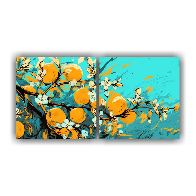 GENERICO - Pinturas Decorativas Con Forma De árbol Naranja En Colores  160x80cm