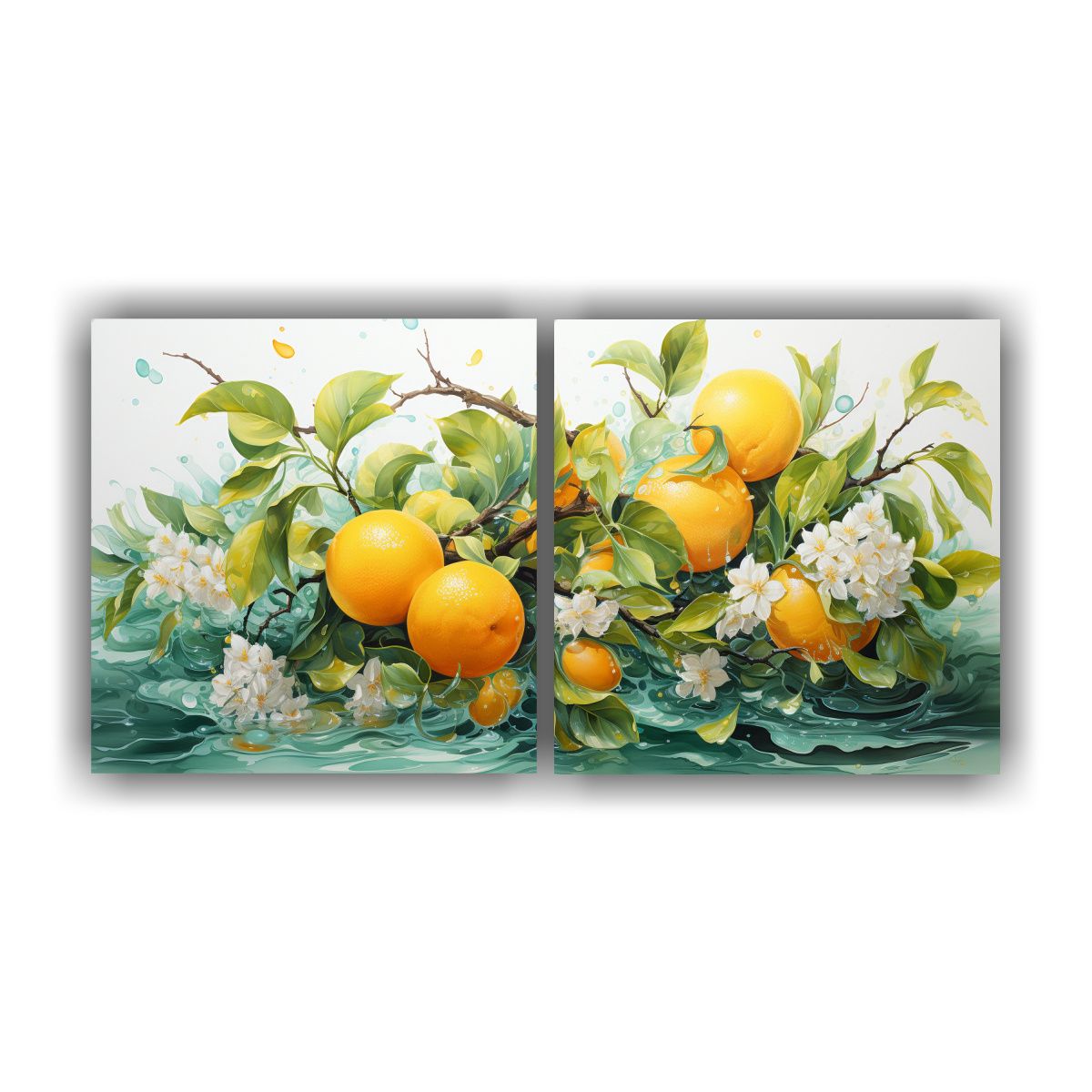 GENERICO - Cuadro Moderno Época A Árbol Naranja Amarillo Y Verde Pint 160x80cm