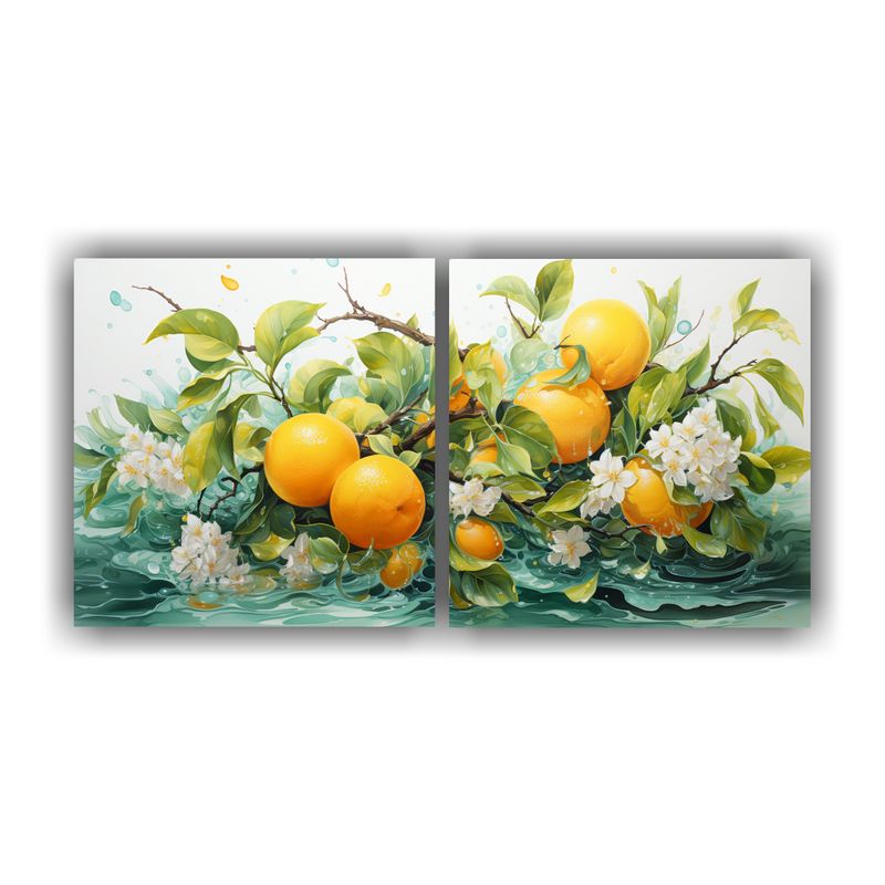 GENERICO - Cuadro Moderno Época A Árbol Naranja Amarillo Y Verde Pint 160x80cm
