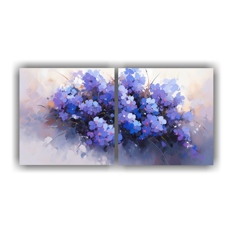 GENERICO - Pintura En Lienzo De Flores Púrpuras Y Azules En Bastidor D 160x80cm