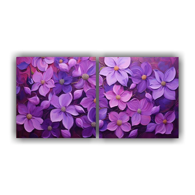 GENERICO - Lienzos Adorno A Purple AND Magenta Colores Flores Pintura E 160x80cm