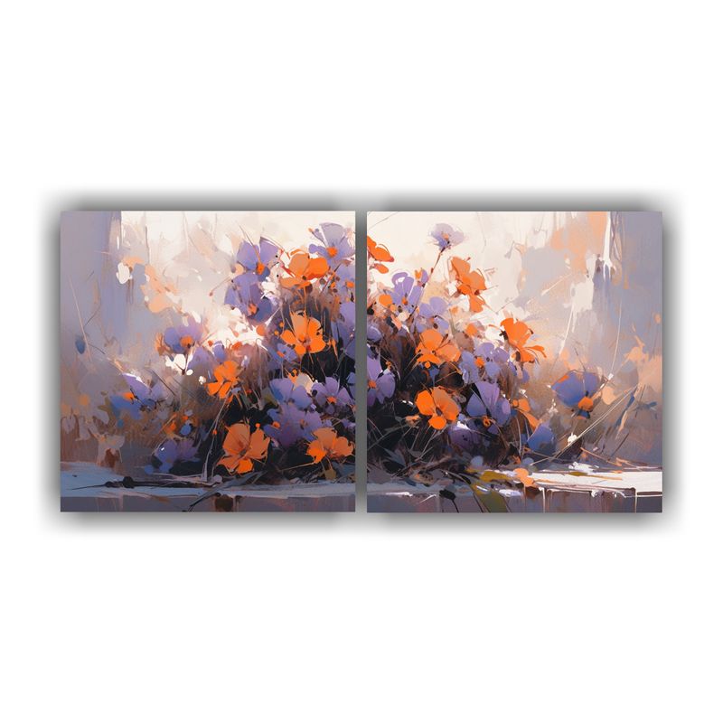 GENERICO - Pintura En Lienzo De Flores De Colores Morado Y Naranja En D 160x80cm
