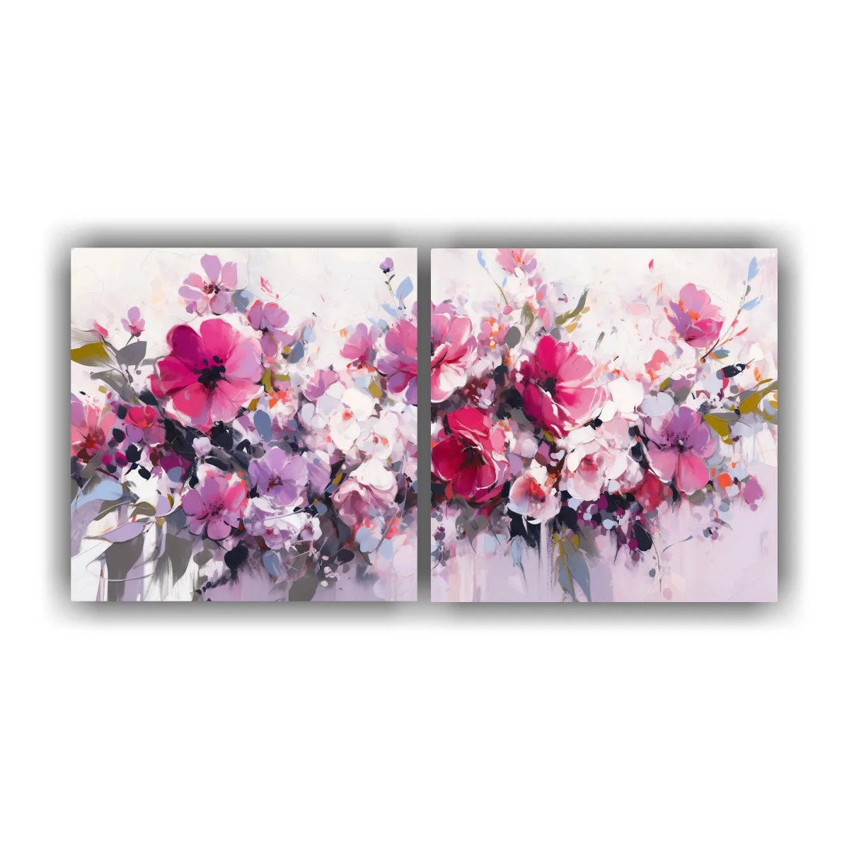 GENERICO - Lienzo Moderno Clásico: Flor Blanca Y Magenta En Pintura So 160x80cm