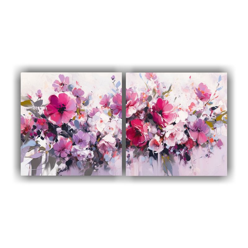 GENERICO - Lienzo Moderno Clásico: Flor Blanca Y Magenta En Pintura So 160x80cm