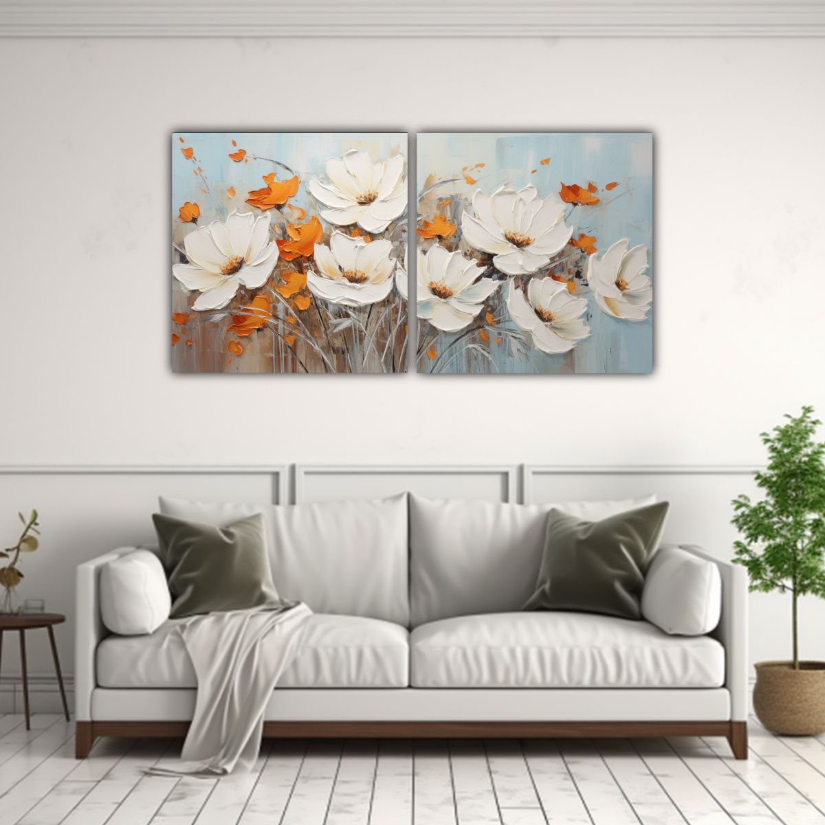 GENERICO - Pintura En Lienzo Moderna Y única Con Flores Blancas Y Nara 160x80cm