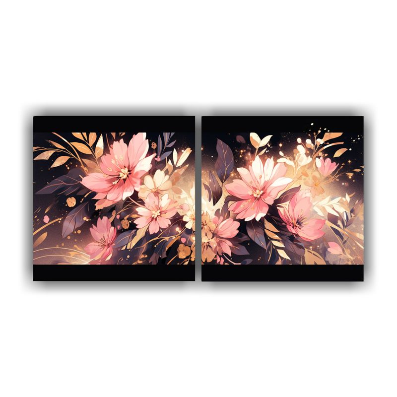 GENERICO - Cuadros Decoración Vida En Colores Oro Y Rosa, Atmosfera Ne 160x80cm