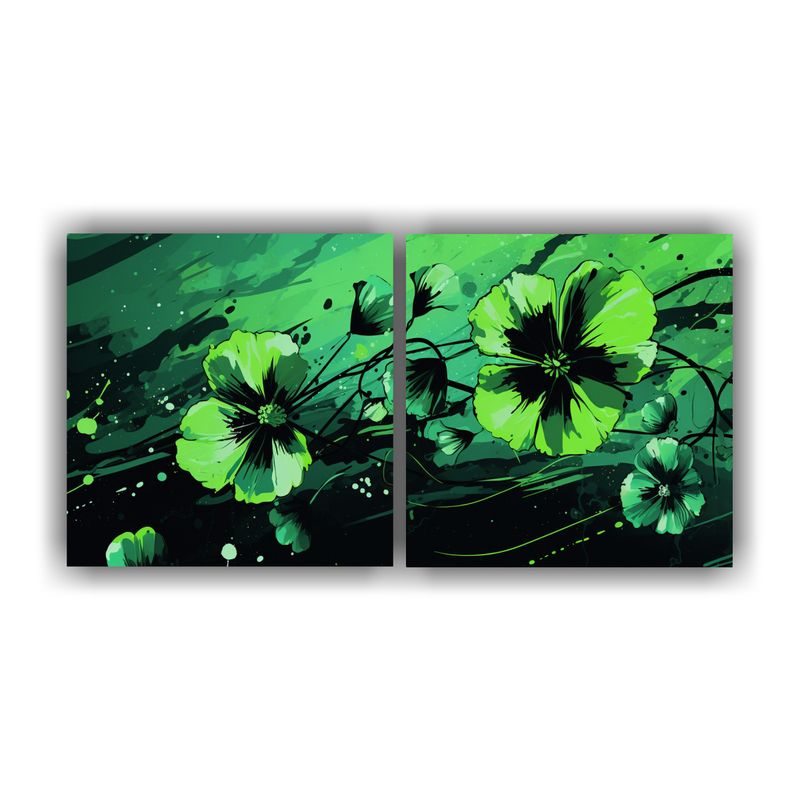 GENERICO - Cuadro Impreso Habitación Estilo Neonoir Verde Y Negro 160x80cm
