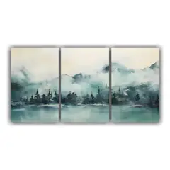 GENERICO - Lienzos Tema Street Art Con Escena Noruega En Neblina Turque 240x120cm