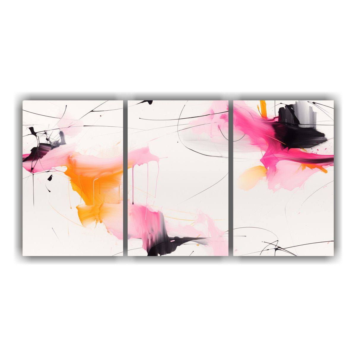 GENERICO - Conjunto 3 Cuadros Cuadro Abstracta Neominimalista En Mezcla 240x120cm