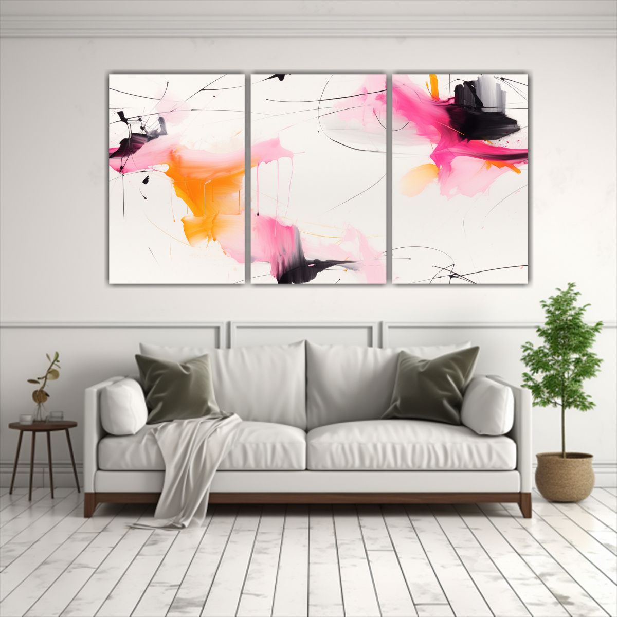 GENERICO - Conjunto 3 Cuadros Cuadro Abstracta Neominimalista En Mezcla 240x120cm