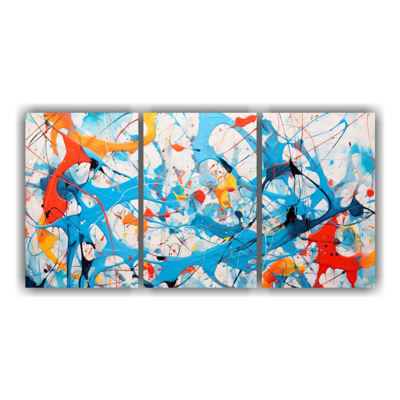 GENERICO - Cuadros Horizontal Bastidor De Madera Estilo Jackson Pollock 240x120cm