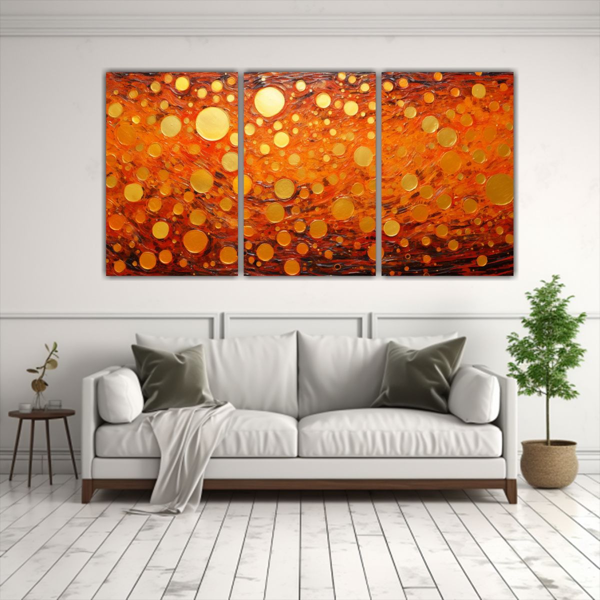GENERICO - Tres Cuadros Tonos Majestuosas En El Estilo De Puntillismo L 240x120cm
