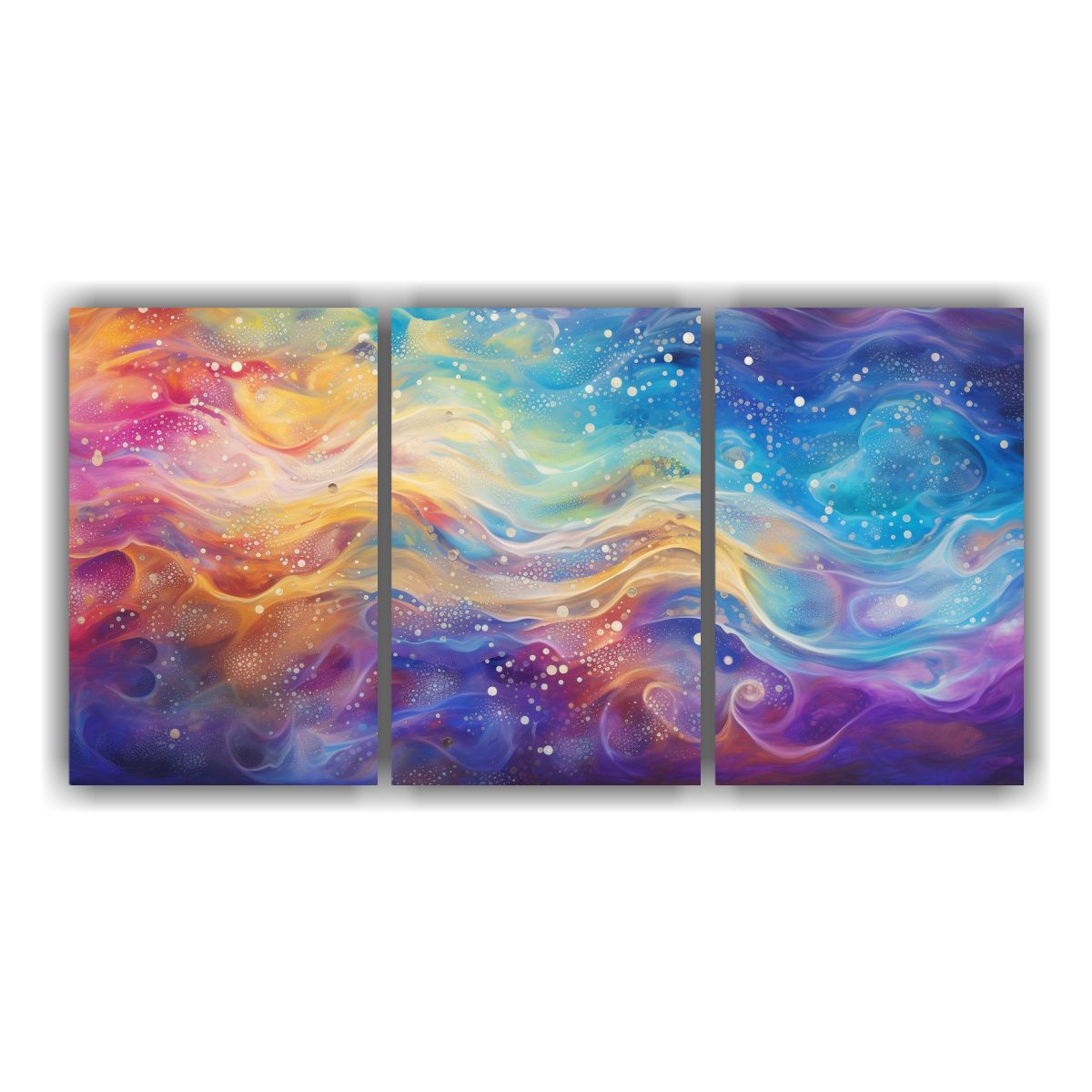 GENERICO - Set 3 Cuadros Abstracto Textura Estilo Puntillismo Luminoso  240x120cm