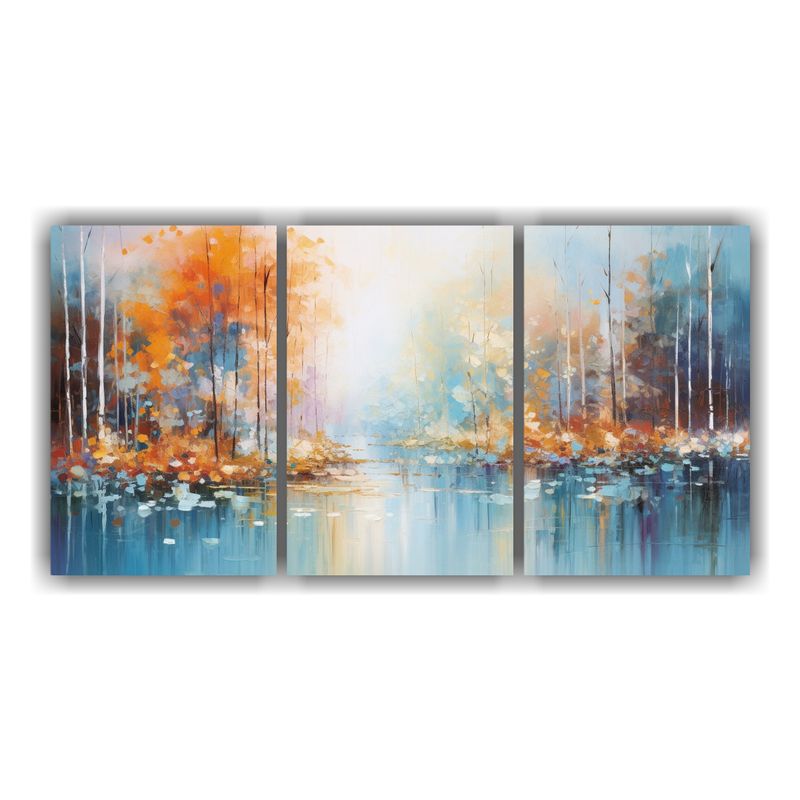 GENERICO - Paisaje Sereno Del Bosque En Lienzo Acuarela Arte Decorativo 240x120cm