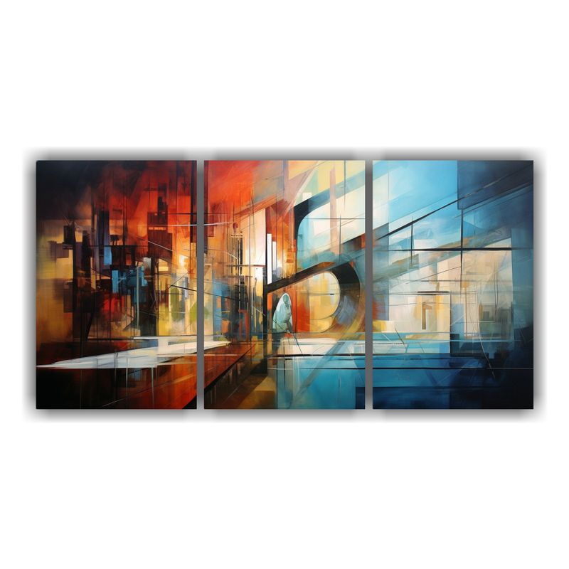 GENERICO - Set 3 Pinturas De Pared Horizontal Abstractas De Relieve Fus 240x120cm
