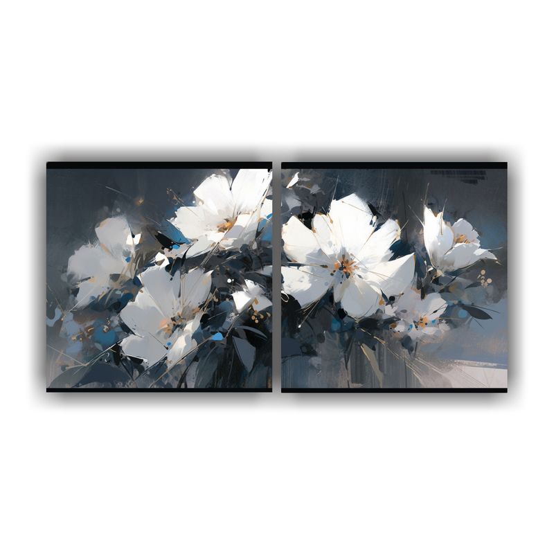 GENERICO - Pintura En Lienzo De Flores En Colores Blanco Y Negro Para D 160x80cm