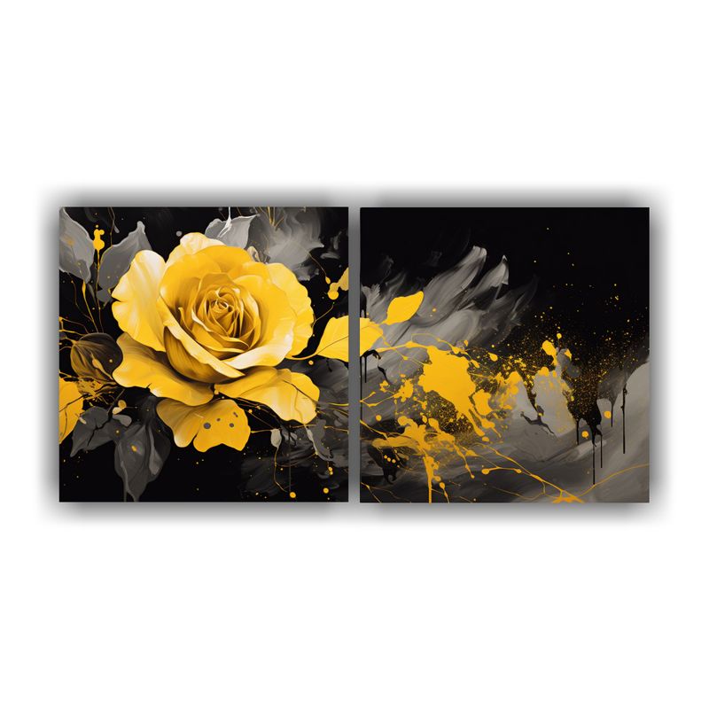 GENERICO - Pinturas Decorativas Lineales En Tonos Amarillo Y Dorado Con 160x80cm