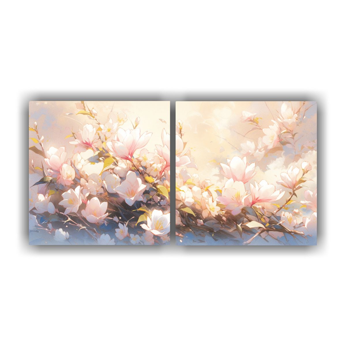 GENERICO - Conjunto 2 Lienzos Dibujo Vitalidad A Magnolias Pastel 160x80cm