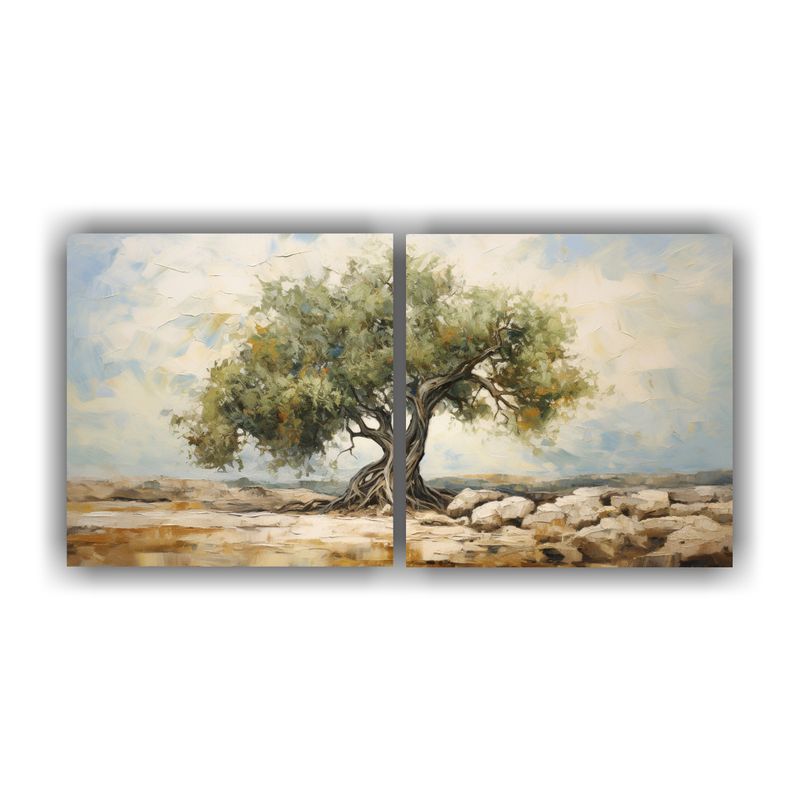 GENERICO - Cuadro Abstracto Árbol De Olivo Con Expresión De Color Pin 160x80cm
