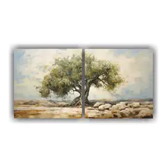 GENERICO - Cuadro Abstracto Árbol De Olivo Con Expresión De Color Pin 160x80cm