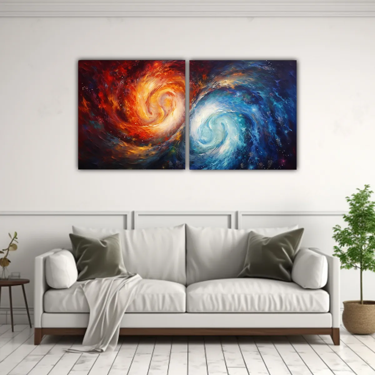 GENERICO - Pintura De Arte De Pared Moderno Con Dos Remolinos Coloridos 160x80cm