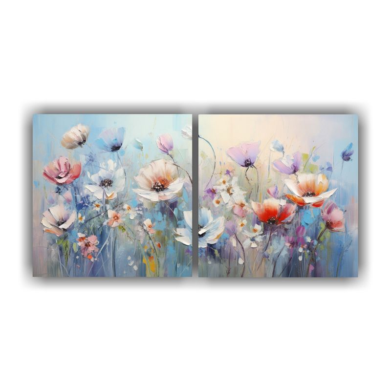 GENERICO - Cuadro De Flores A Pastel Colors En El Estilo De Pinturas De 160x80cm