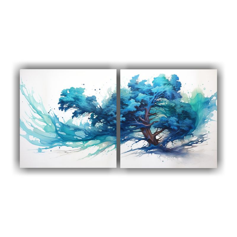 GENERICO - Dos Lienzos Forma Impactante A Pine Tree Turquoise AND Blue  160x80cm