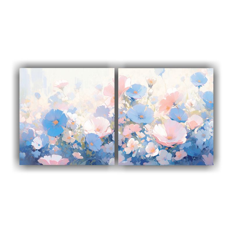 GENERICO - Diptico Forma Inspiración Pintura De Flores En Colores Rosa 160x80cm
