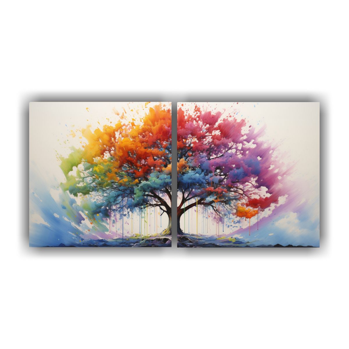 GENERICO - Dos Telas En Bastidor Concepto Textura A Árbol De Álamo Co 160x80cm