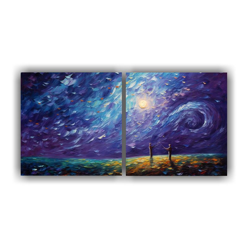 GENERICO - Cuadros Inspirador Estrellada Noche De Un Hombre Volando Una 160x80cm