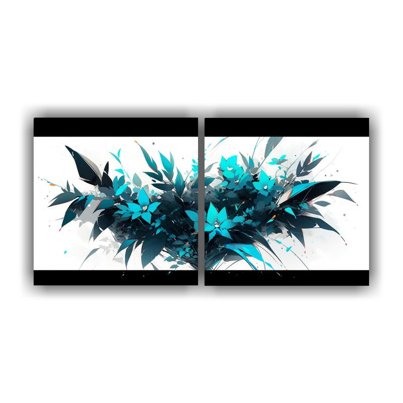 GENERICO - Pinturas Decorativas En Tonos Turquesa Y Negro Con Atmósfer 160x80cm