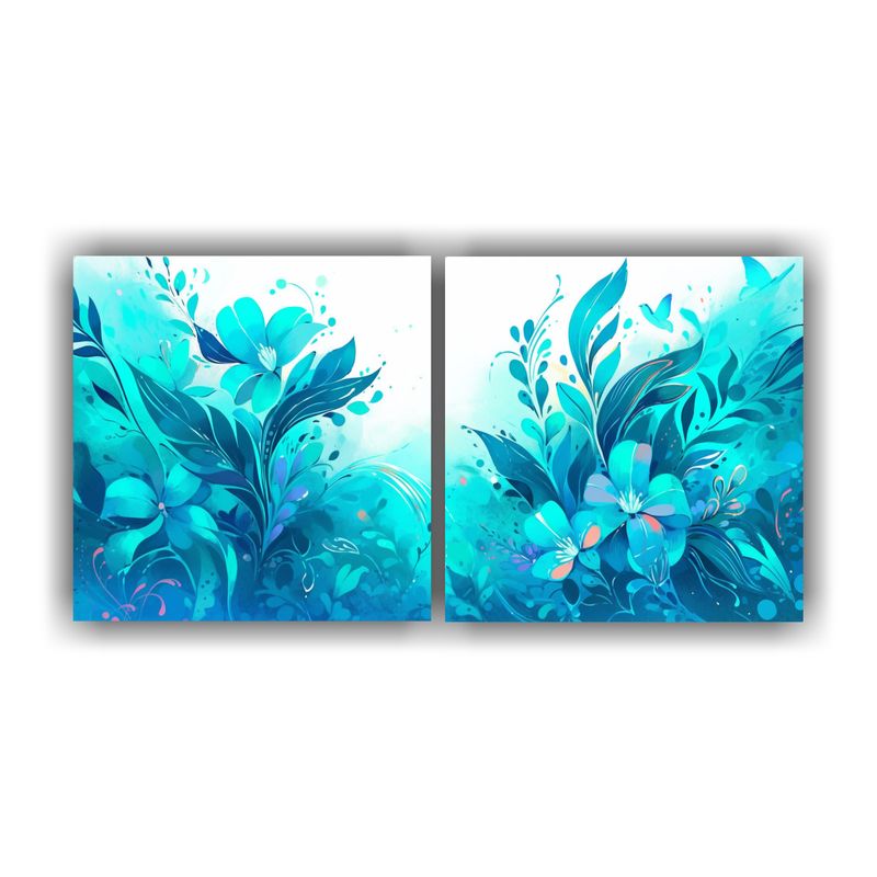 GENERICO - Cuadros Diseño Ambiente Turquesa Y Azul Neonoir Estilo Deco 160x80cm