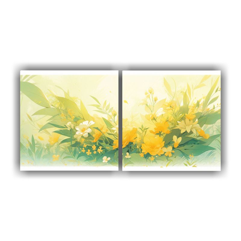 GENERICO - Set De 2 Cuadros Composición Poder Amarillo Y Verde En Un A 160x80cm