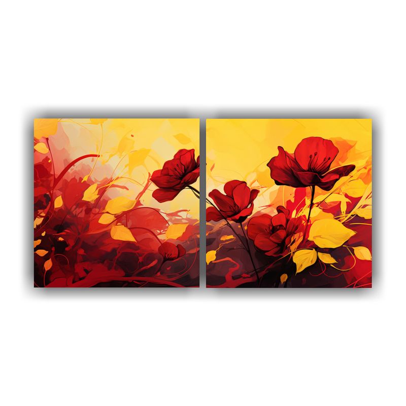GENERICO - Pintura En Lienzo Con Luminosidad En Amarillo Y Rojo, Atmosf 160x80cm